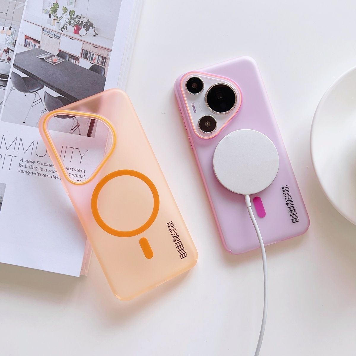 Huawei Pura 70 - Funda Protectora Magnética Translúcida Esmerilada para